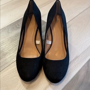 a new day Black Suede Wedge Heels